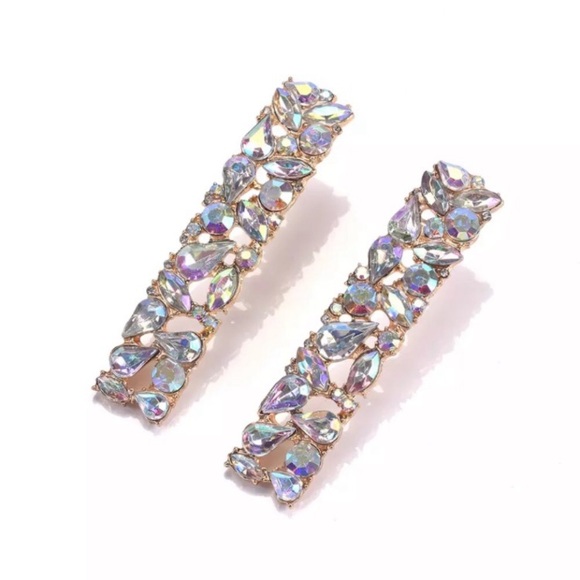 Iridescent Rhinestone Earrings - Picture 1 of 7